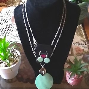 Paparazzi Tidal Green Necklace 18 in. Long Silver Chain